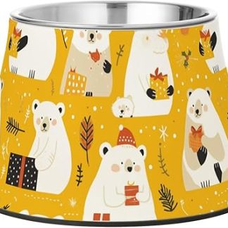 Изящная мультяшная миска для корма в виде медвежонка-солнца золотистого цвета с подставкой из нержавеющей стали. Миски для воды для животных, предназначенные для медленного кормления собак, чтобы усы не уставали.