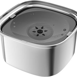 Миска для воды для собак Decflow 3 л, нержавеющая сталь, для медленного питья, с крышкой, защита от проливания, для крупных собак, брызгозащищенная, для автомобиля, для путешествий, для домашних животных, диспенсер