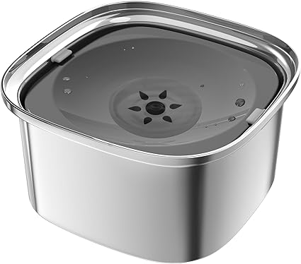 Миска для воды для собак Decflow 3 л, нержавеющая сталь, для медленного питья, с крышкой, защита от проливания, для крупных собак, брызгозащищенная, для автомобиля, для путешествий, для домашних животных, диспенсер