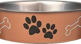 Миска для собак Loving Pets Bella из нержавеющей стали, нескользящая, пригодна для мытья в посудомоечной машине и устойчива к бактериям, металлическая, медная, большая (1,5 л)