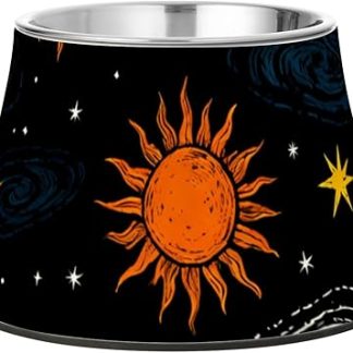 Подставка для корма для домашних животных Space Star Nebula Black из нержавеющей стали для кошек, кроликов, птиц и собак.