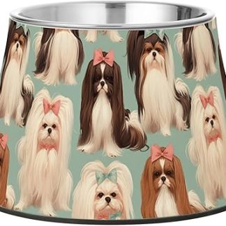 Милая миска для корма в стиле ретро с лентами для собак, модернизированная подставка из нержавеющей стали для медленного кормления собак, усов и усталости.