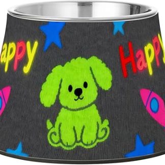 Милая миска для собак в виде космического корабля, темно-серая, модернизированная, из нержавеющей стали, для маленьких питомцев, с рисунком усов и усталости. Platos de comida para perros