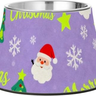 Счастливого Рождества! Снежинка Санта-Клаус, лаванда, миски для домашних животных, нескользящая миска из нержавеющей стали для мелких животных, удобная для собак. Plato de Comida para gato (Миска для еды для кошек).