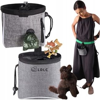 Водонепроницаемая сумка для лакомств для собак LDLC, 14x15 см, комплект из 2 ремней, зеленая и черная.