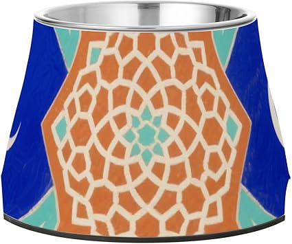 Миски для корма для собак Egypt Flower Paisley Moon Blue Ethnic, нескользящая миска из нержавеющей стали для медленного кормления кошек Whiskers Relief Cuencos Para Perros