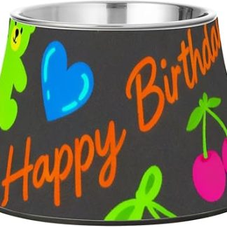 С днем ​​рождения! Космический корабль и машинки! Серые и неоновые миски для собачьего корма. Приподнятые миски из нержавеющей стали в виде животных. Простые миски для любящих питомцев. Пара Платона с усами.