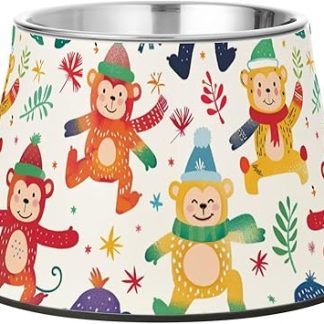 Радужная игривая миска для кормления собак в виде обезьянки с подставкой, миска из нержавеющей стали для медленного кормления собак, усов и усталости.