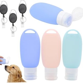 3 силиконовые дорожные бутылочки для кормления собак объемом 90 мл, предназначенные для хранения влажного корма на открытом воздухе.