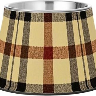 Винтажная миска для собак в клетку «буффало» цвета хаки, нескользящая миска для кошачьего корма из нержавеющей стали для маленьких собак, удобное кормление