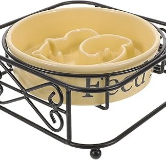 Приподнятая миска для собак: керамическая миска для медленного приема пищи с подставкой для маленьких, средних и крупных собак – тяжелая, для медленного приема пищи, особенно для щенков, которые едят быстро.