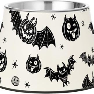 Миска для еды и воды для собак в виде злой черной летучей мыши на Хэллоуин, улучшенная, из нержавеющей стали. Медленное и комфортное кормление.