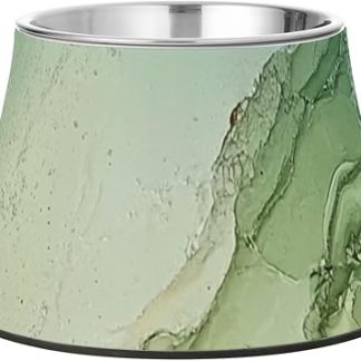 Миска для собак из мрамора, шалфейно-зеленого и желтого цвета, с подставкой из нержавеющей стали. Простые миски для питомцев, которые помогут снять раздражение кожи.