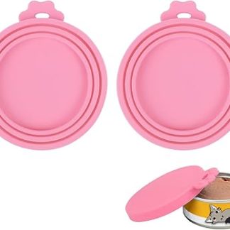 Крышки для банок Hotype Pet, 2 шт., размер 3-в-1, универсальные силиконовые крышки для корма для домашних животных и кошек, крышки для банок для собак и кошек, розовые.