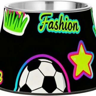 Модная футбольная неоново-зеленая черная миска для корма и воды для собак, нескользящая миска из нержавеющей стали для кормления домашних животных, для маленьких собак, с эффектом рельефа, plato para gatos