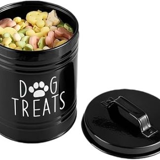 Контейнер для хранения собачьего корма, металлический герметичный контейнер для хранения с ручкой для переноски и крышкой, для дома, для кошек, сухого корма, лакомств, для шкафов, кухонных столешниц.