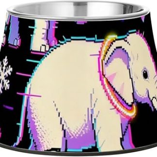 Миска для корма и воды для собак в стиле стимпанк, фиолетово-черная, с нескользящей поверхностью, из нержавеющей стали, подходит для маленьких собак, с красивыми усами.