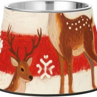 Счастливого Рождества! Кормушки для собак Brown Moose, приподнятые миски для кошек из нержавеющей стали для медленного кормления собак, раздельные миски для корма для домашних животных Whiskers Relief.