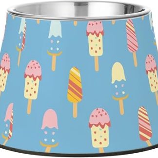 Миска для еды и воды в виде милого мультяшного голубого и розового мороженого для собак с подставкой, миски для кормления кошек из нержавеющей стали для медленного кормления кошек, средство от усов.