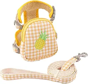 Pet Backpack Harness with Leash Pet Self Mini Backpack Dog Poop Bag Dispenser Adjustable Pets Medium Daily Backpack Animal Leash Cat Dog Self Mini Carrier for Dog Training Walking (Yellow, Middle)