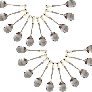 Набор из 20 ложек из нержавеющей стали для корма собак и кошек с эргономичной ручкой и рисунком в виде лап, предназначенных для влажного корма и лакомств для домашних животных.