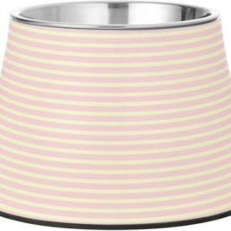 Розовая вертикальная полосатая миска для корма и воды для собак, приподнятые миски из нержавеющей стали для кошек маленьких пород, от усталости и раздражения шерсти.