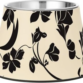 Миска для корма для собак в викторианском стиле с рисунком цветов, нескользящая, из нержавеющей стали, для кошек, простые миски для мелких домашних животных, для медленного приема пищи, с раздельными мисками для корма для животных.