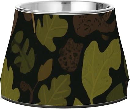 Миска для корма для домашних животных Autumn Leaf Green Brown с подставкой, миска для кормления кошек из нержавеющей стали для собак, которые медленно едят, Whiskers Tiredness Platos de comida para gatos
