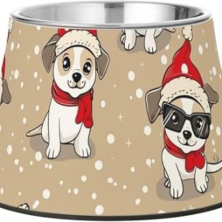 Счастливого Рождества! Милая миска для еды в виде белых мультяшных собачек из нержавеющей стали. Миски для корма для собак, кошек, кроликов и птиц, предназначенные для медленного приема пищи.