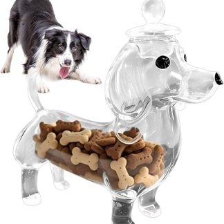 Банка для закусок, стеклянная емкость для печенья, прозрачная герметичная банка для лакомств для собак с крышкой, диспенсер для лакомств для щенков, идеально подходит для домашней кухни.