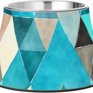 Модные геометрические синие миски для кормления собак на подставке, миски для кошачьего корма из нержавеющей стали для комфортного кормления любимых питомцев, пластиковые миски для собак.