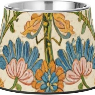 Красочная ретро-миска для корма для собак с цветами, нескользящая, из нержавеющей стали, для кошек, медленного кормления, с усами, от усталости.