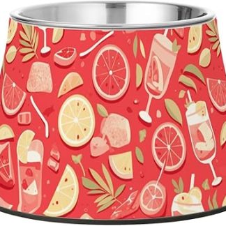 Миска для кормления собак в стиле мультяшного диско-коктейля, красная, летняя, улучшенная, из нержавеющей стали, миски для воды для мелких животных, удобное кормление дома.