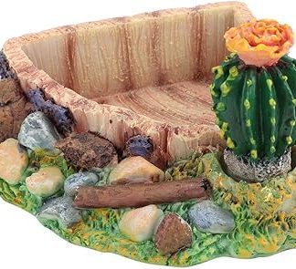 Экологичная миска для кормления рептилий Yctze - поилка для черепах с декорацией в виде кактуса - идеально подходит для черепах, ящериц и других рептилий.