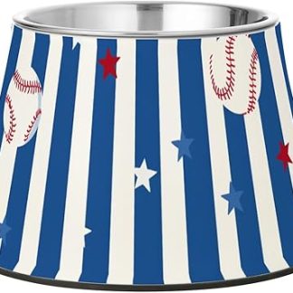 Миски для воды и еды для домашних животных Deep Blue Baseball из нержавеющей стали с нескользящим покрытием, базовые миски для маленьких собак Whiskers Relief