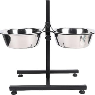 Регулируемая подставка для двух мисок из нержавеющей стали Jiawu, устойчивая, приподнятая станция для удобного ежедневного кормления, современный дозатор корма для домашнего интерьера.