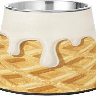 Коричневая клетчатая миска для домашних животных, нескользящая, из нержавеющей стали, базовая миска для средних собак, Relief Whiskers