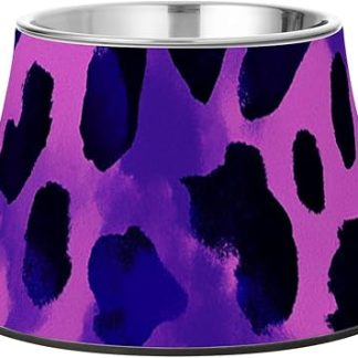 Миски для корма для животных Purple Black Leopard из нержавеющей стали с нескользящим покрытием, для медленного и удобного кормления, с раздельными мисками.