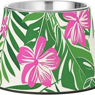 Миска для корма для кошек Tropical Light Peach Blossom Pet Food Bowl Non-Slip Stainless Steel Cat Food Dishes For a Loving Pet Whiskers Relief Plato Para Perros Para Comer Lento