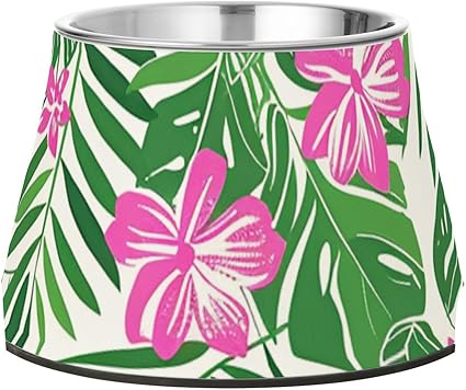 Миска для корма для кошек Tropical Light Peach Blossom Pet Food Bowl Non-Slip Stainless Steel Cat Food Dishes For a Loving Pet Whiskers Relief Plato Para Perros Para Comer Lento