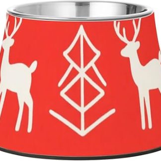 Счастливого Рождества! Белая снежинка, лось, миска для воды с подставкой, миски для кошачьего корма из нержавеющей стали для маленьких домашних животных, удобное кормление.