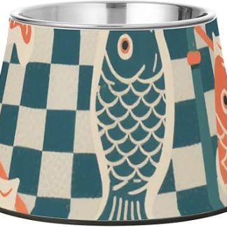 Японская миска для кормления собак в форме синей рыбы, модернизированная миска из нержавеющей стали для медленного кормления собак, удобная миска для кормления.