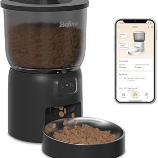 Автоматический дозатор кошачьего корма Balimo | Дозатор кошачьего корма 3 л, Wi-Fi 2,4 ГГц | Управление через приложение | Чаша из нержавеющей стали 304 | 1-10 приемов пищи в день (черный)