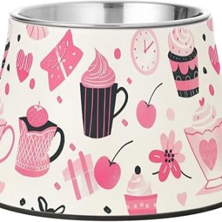 Милая розовая миска-кормушка для собак в виде кексов с подставкой из нержавеющей стали. Простые миски для маленьких собак. Усы. Усталость.