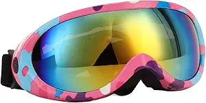 Dog Sunglasses Doggles, UV Protection Wind Dust Fog Pet Glasses Eye Wear with Adjustable Strap & Eyeglass Case for Medium Dog Outdoor Riding Driving (Pink Blue Frame)