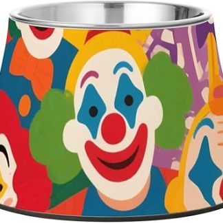 Красочная мультяшная миска для собак в виде милого клоуна, улучшенная миска из нержавеющей стали для кормления собак среднего размера, муссы усталости, cuencos elevados para perros