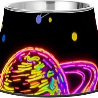 Красочные флуоресцентные планеты и Вселенная. Миски для корма для домашних животных. Улучшенные миски из нержавеющей стали для кошек. Простые миски для собак, кошек, кроликов и птиц. Раздельные миски для комфортного кормления.