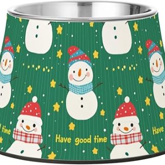 Счастливого Рождества! Снеговик, звезда, зеленая миска для воды для собак, улучшенная миска для корма для кошек из нержавеющей стали, для кошек, которые медленно едят. Облегчение для усов.