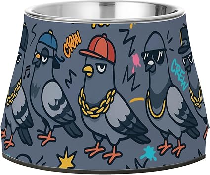 Миска для корма для собак Hip - Pigeon серого цвета, нескользящая, из нержавеющей стали, приподнятая, для маленьких питомцев, помогает бороться с усталостью усов.