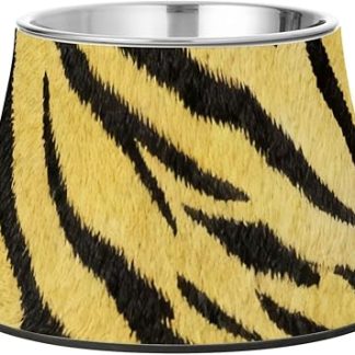 Миски для корма для собак с принтом «тигровый мех», черно-желтые, с подставкой, из нержавеющей стали, металлические, для медленного кормления кошек, для кошек, которые устали и хотят поесть.